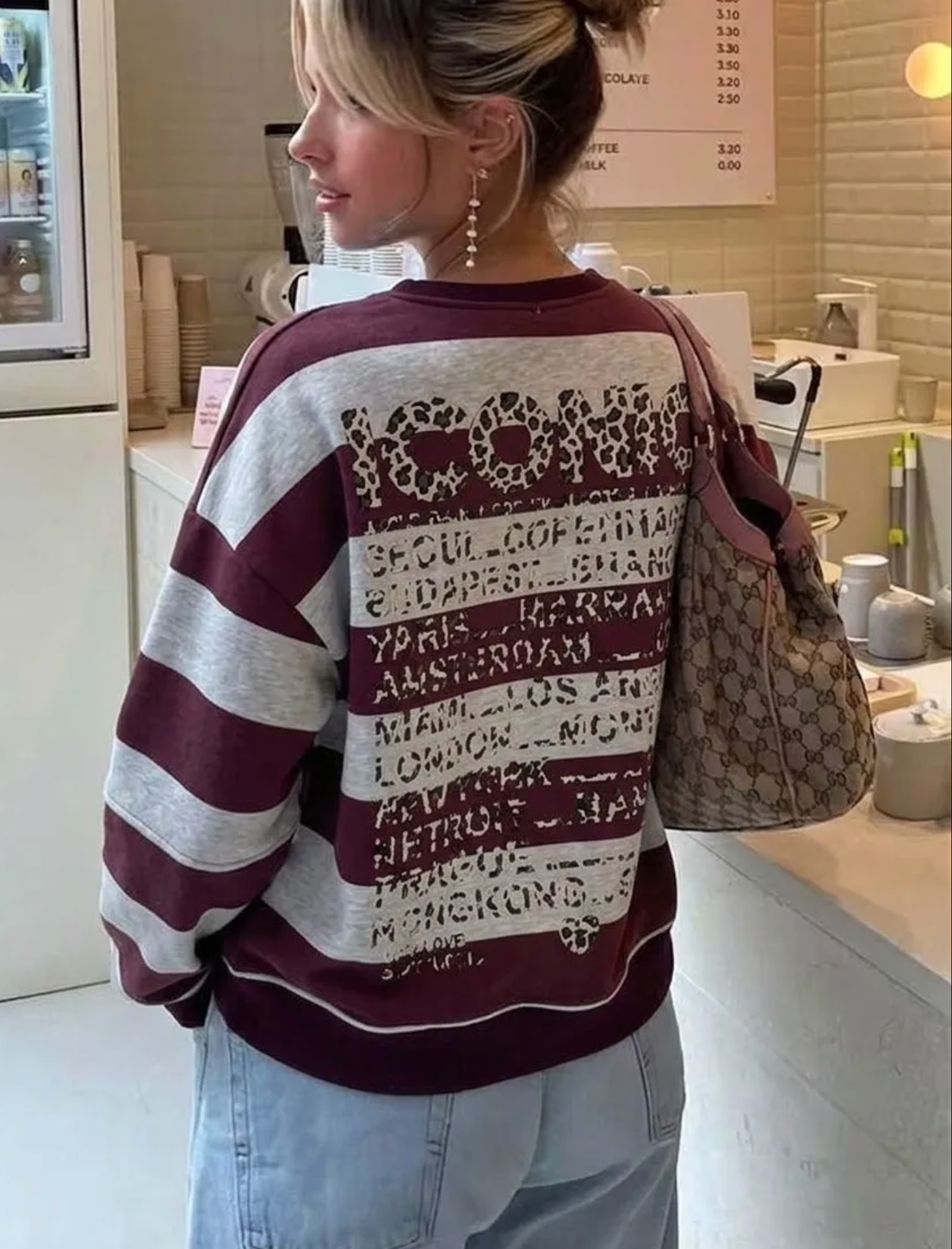 Sweat ICONIC rayé léopard