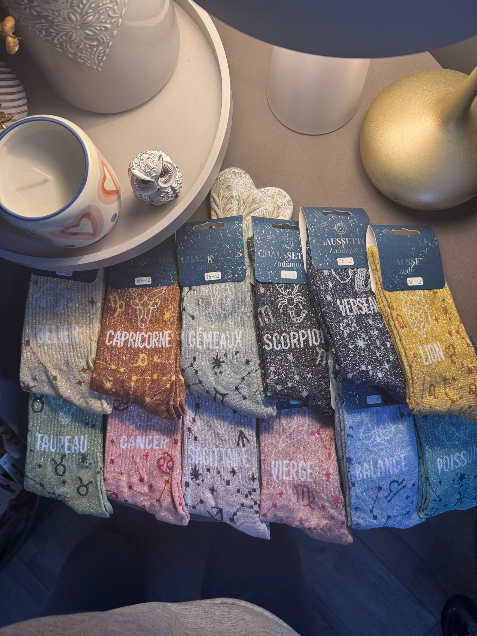 Chaussettes à paillettes signe astro