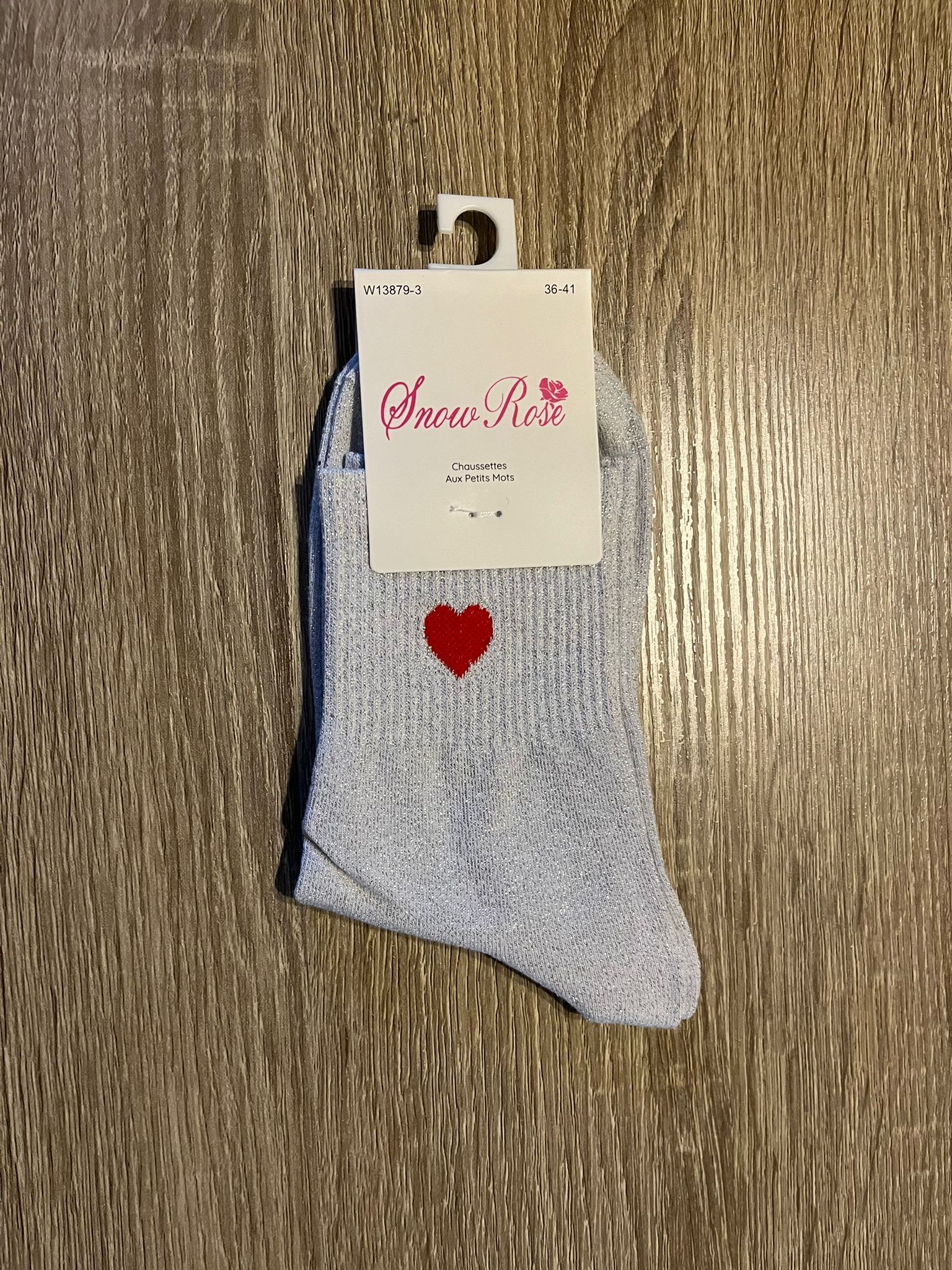 Chaussette unie avec coeur