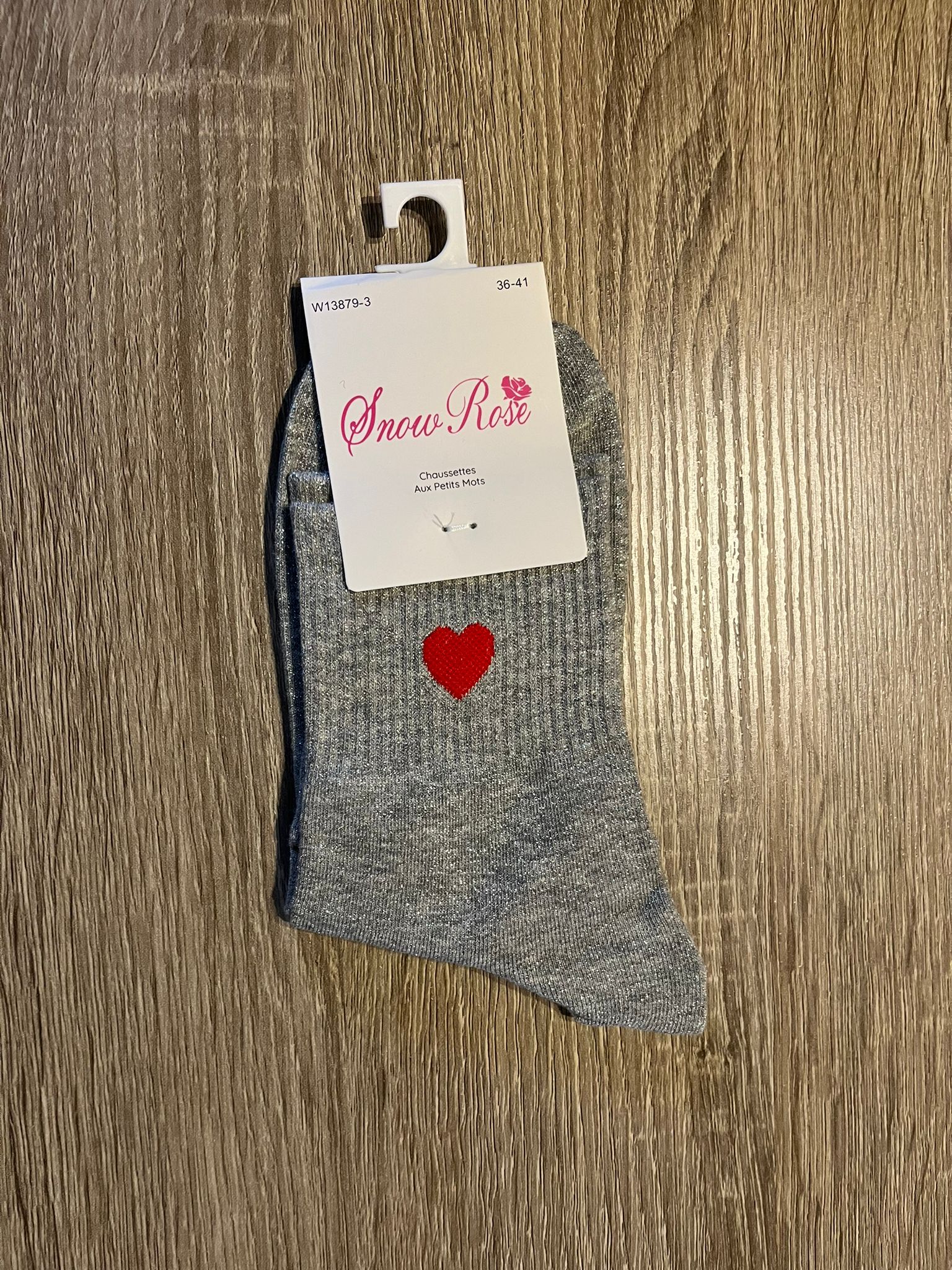 Chaussette unie avec coeur