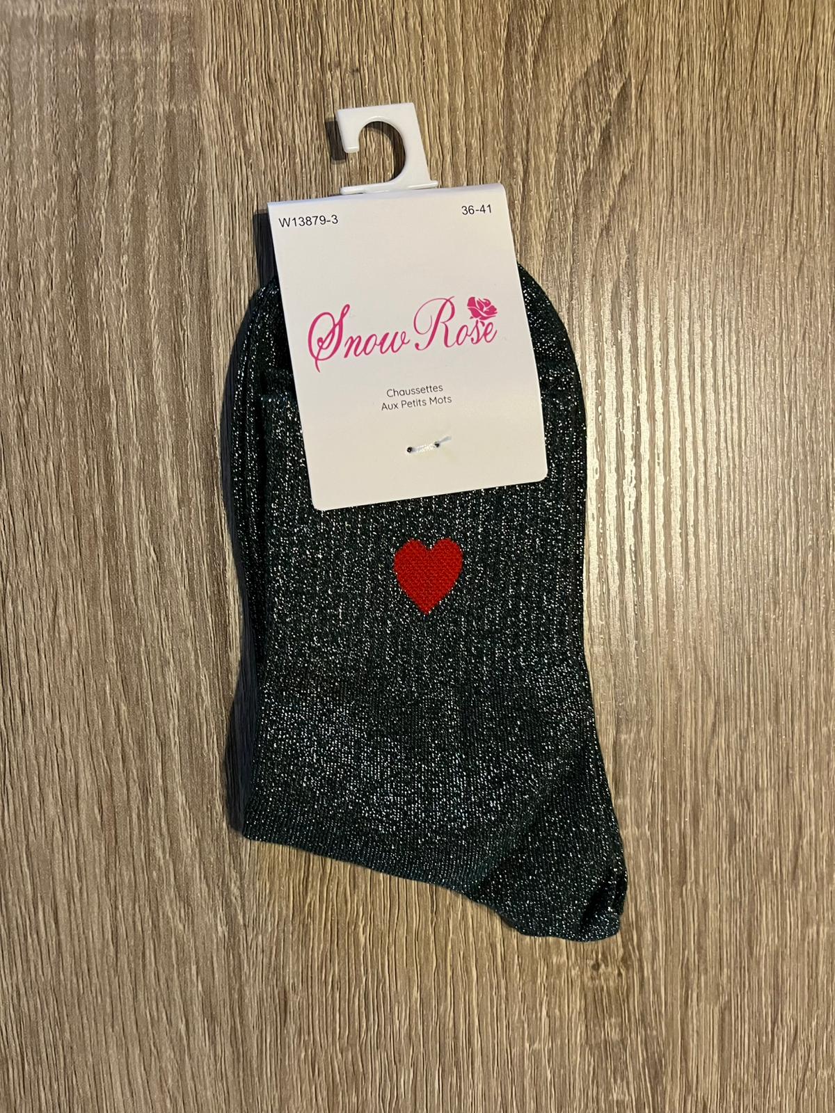 Chaussette unie avec coeur
