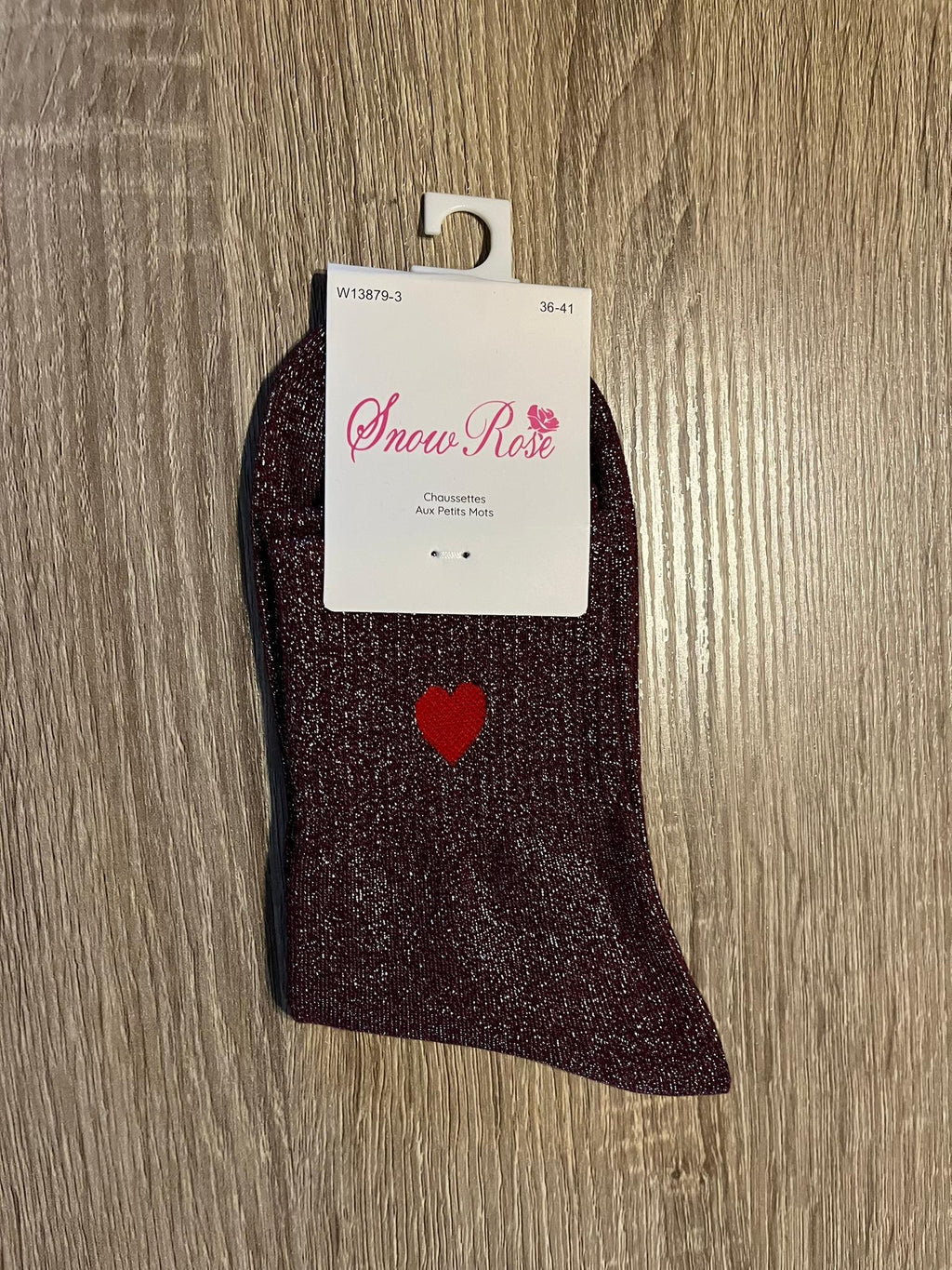 Chaussette unie avec coeur
