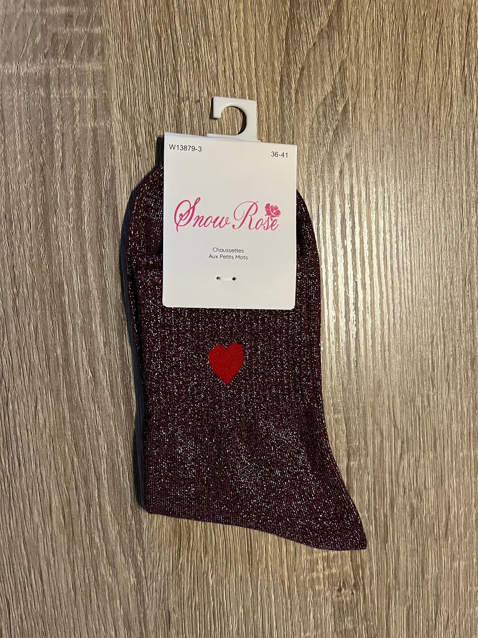 Chaussette unie avec coeur