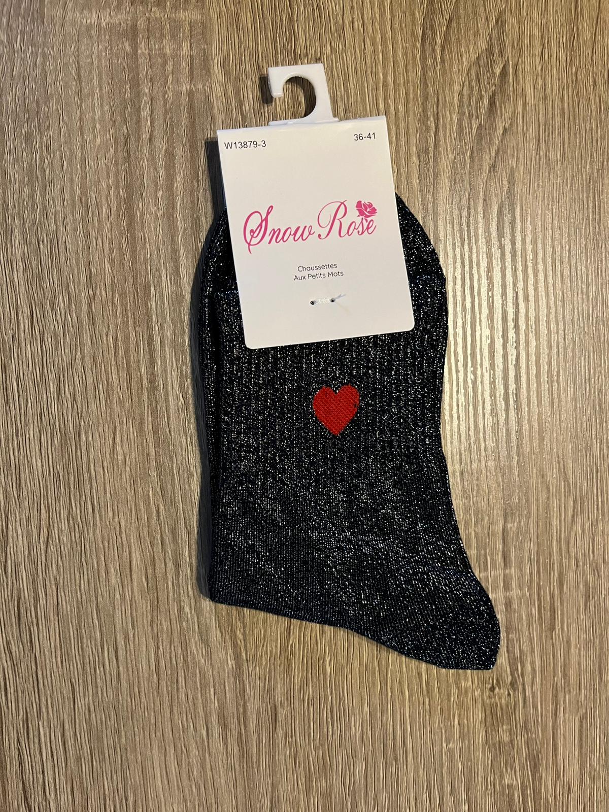 Chaussette unie avec coeur