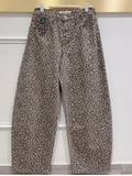 Jean large ballon stretch léopard avec cœurs strass