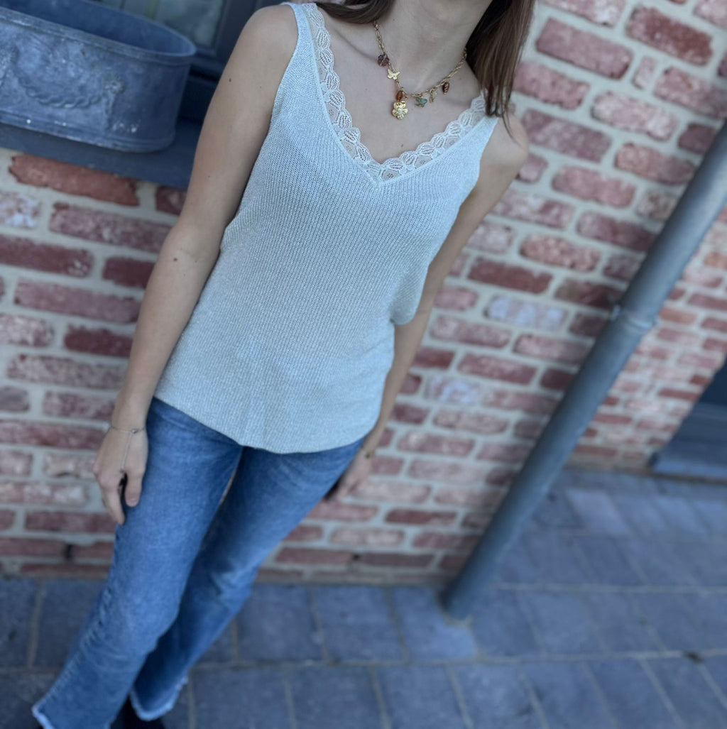 Débardeur en Maille & dentelle métallisé